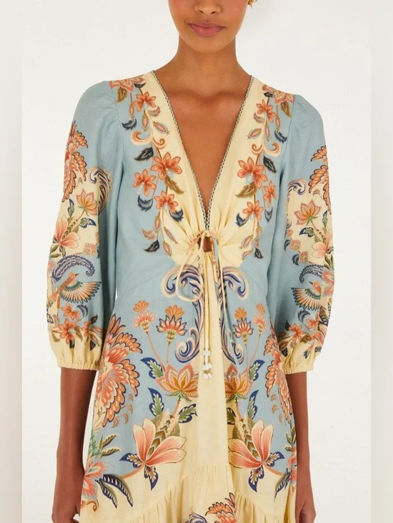 Farm Rio Butter Yellow Boho Beauty Maxi Dress - Picture 2 of 5